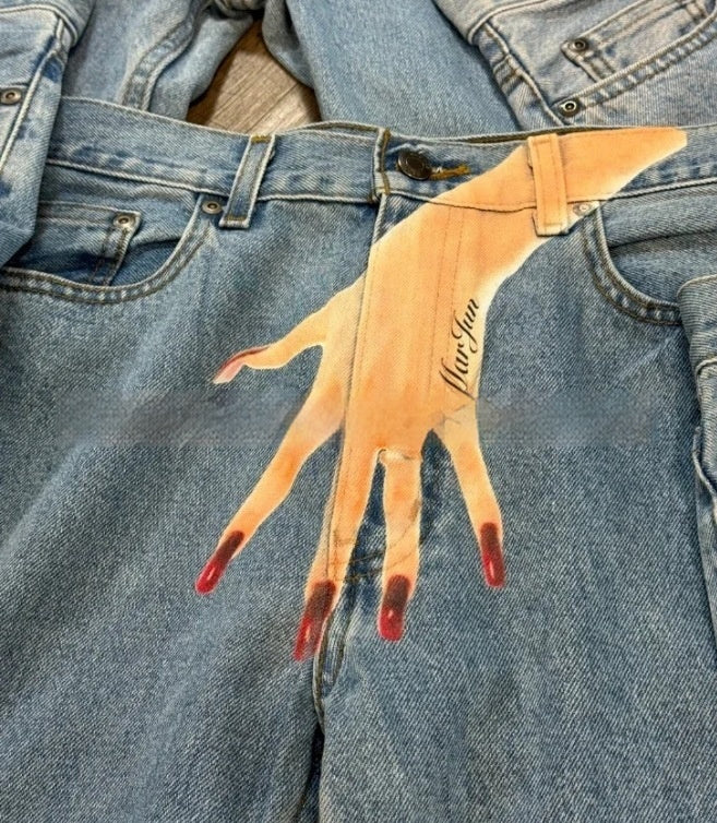 Printed Fashion Jeans Personalized Fingers