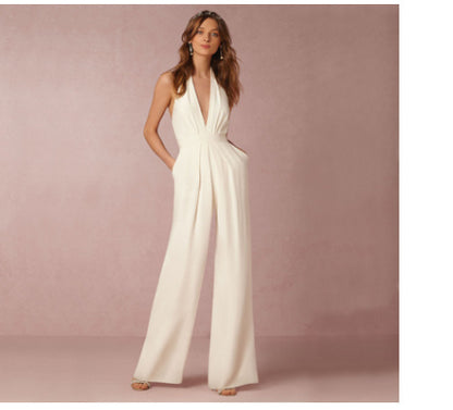Sleeveless halter jumpsuit