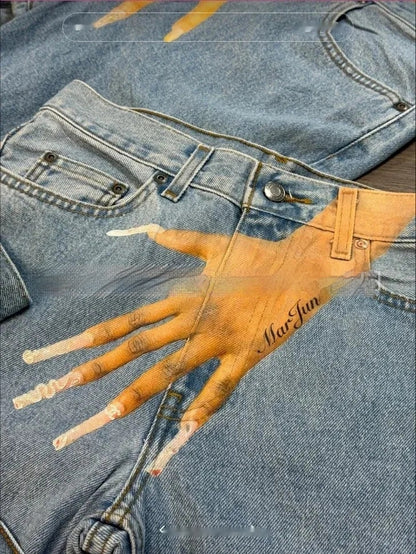 Printed Fashion Jeans Personalized Fingers