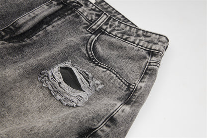 Heavy Industry Distressed Washed Jeans Male Irregular