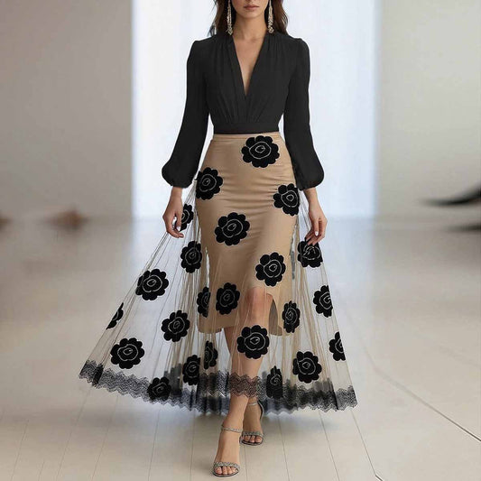 Printed Party Elegant Vacation Mesh Dress