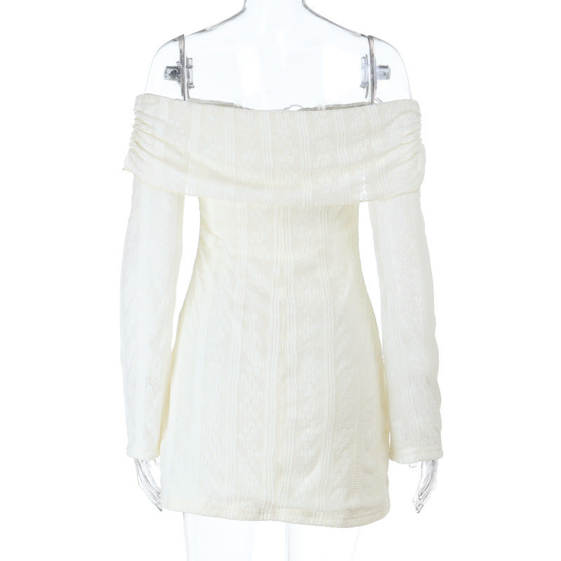 Sexy Lace-up Backless Long Sleeve One-shoulder Dress