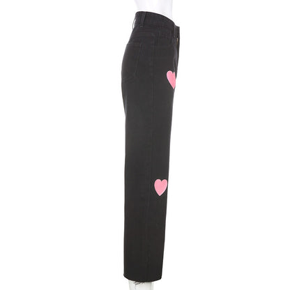 Fashionable love printed jeans
