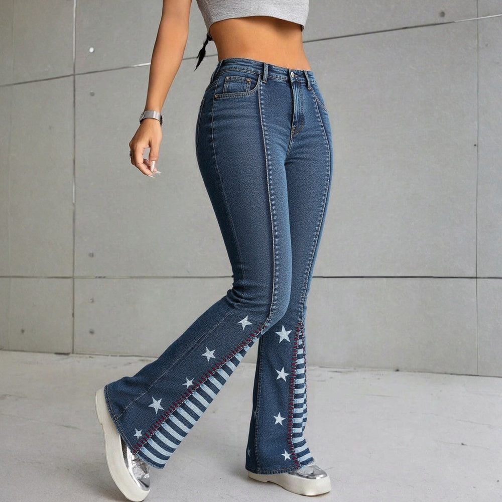 Vintage Star Pattern Jeans Forbidden Platform