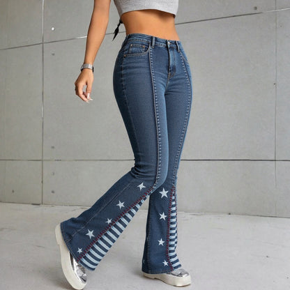 Vintage Star Pattern Jeans Forbidden Platform