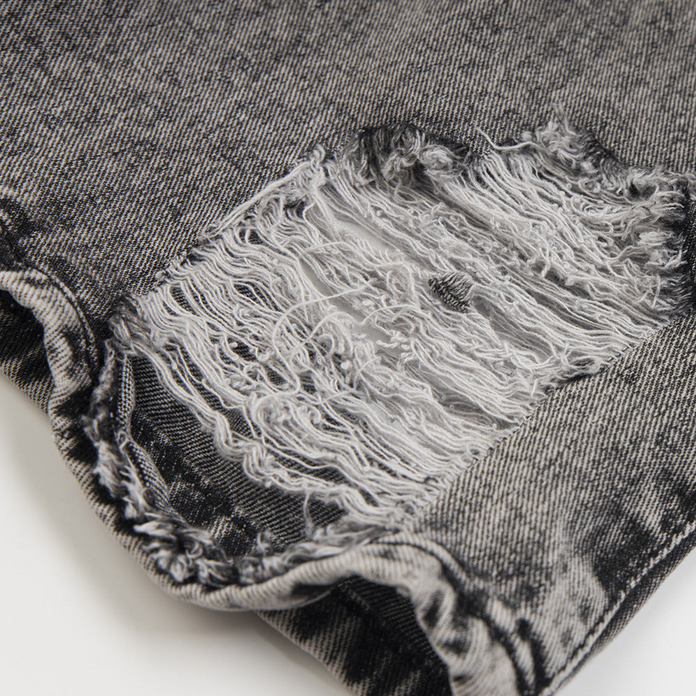 Heavy Industry Distressed Washed Jeans Male Irregular