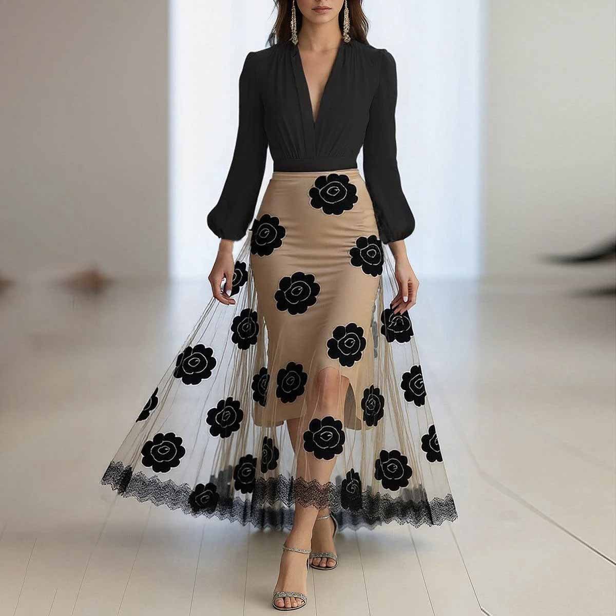 Printed Party Elegant Vacation Mesh Dress