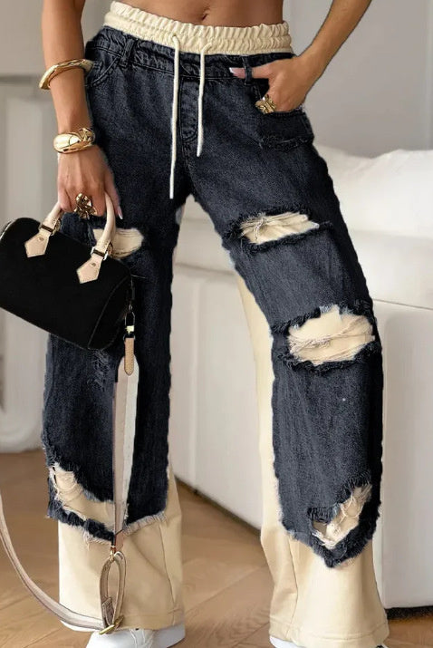 Fashion Ins European And American Street Stitching Pants
