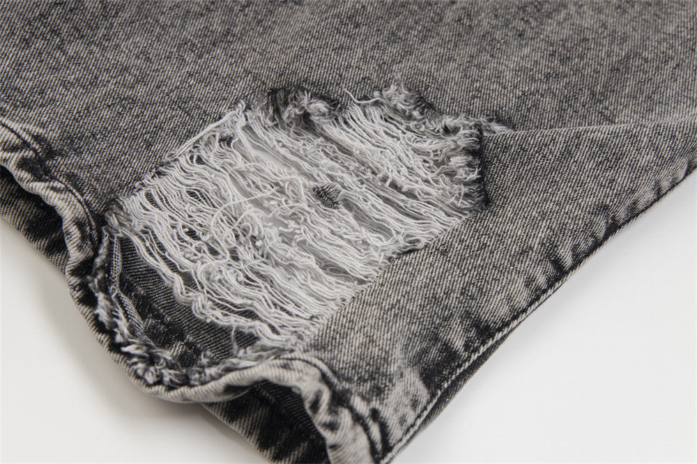 Heavy Industry Distressed Washed Jeans Male Irregular