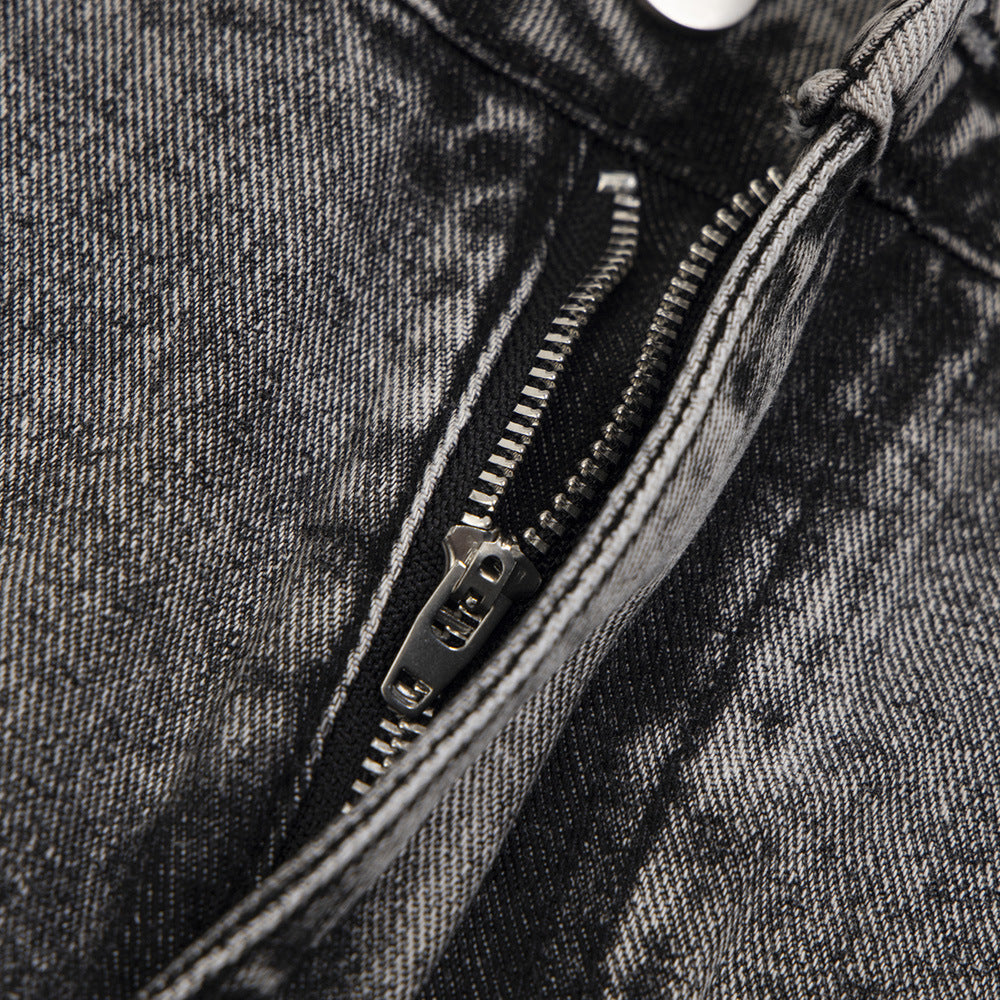 Heavy Industry Distressed Washed Jeans Male Irregular