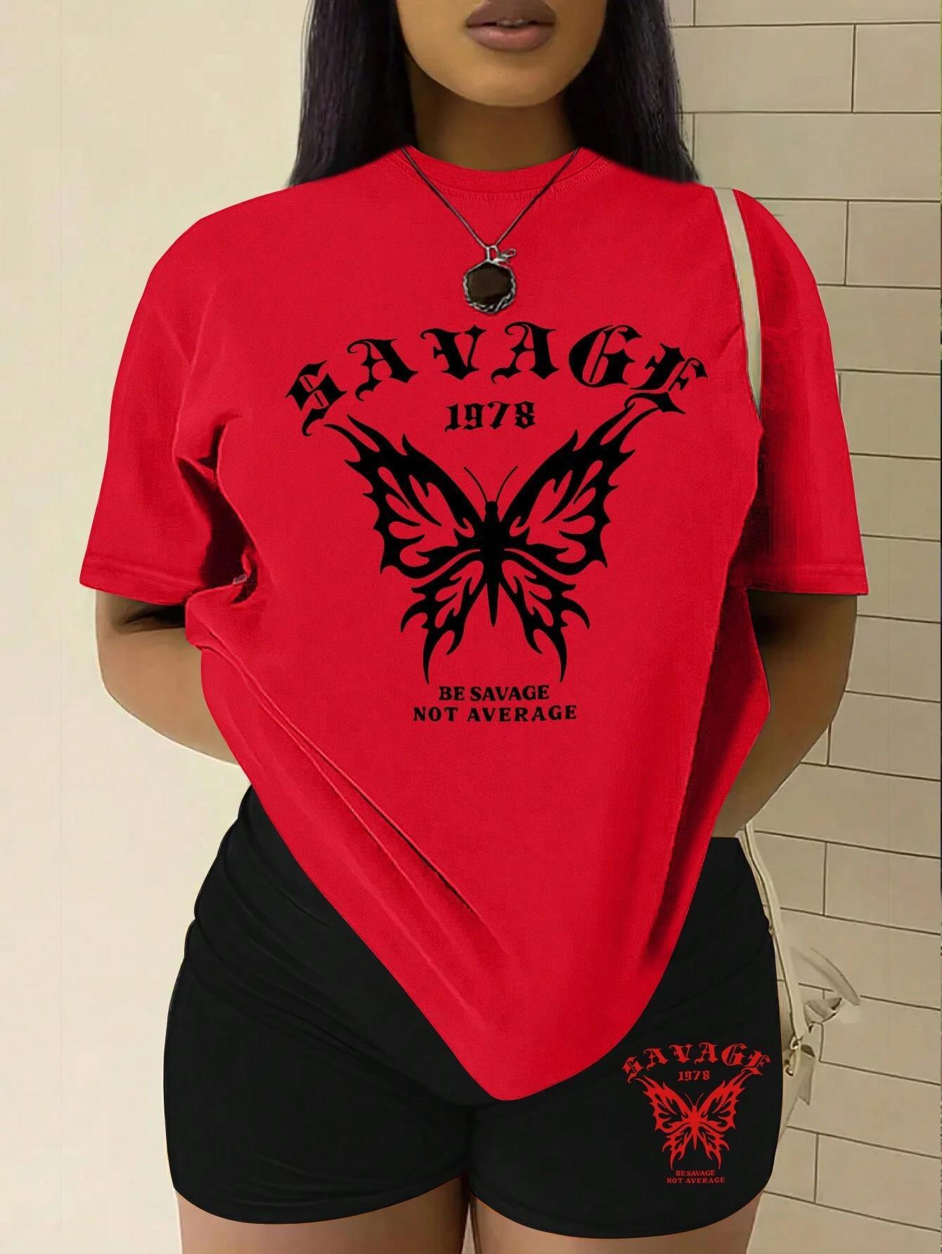 Savage Not Average Butterfly Graphic T-Shirts