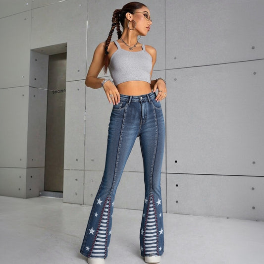 Vintage Star Pattern Jeans Forbidden Platform