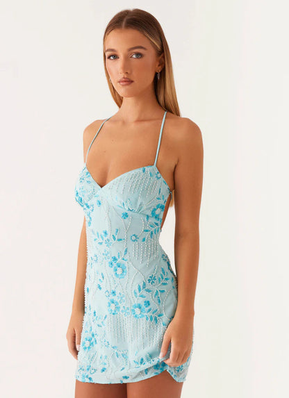 Women's Sequined Embroidered Backless Sling Dress