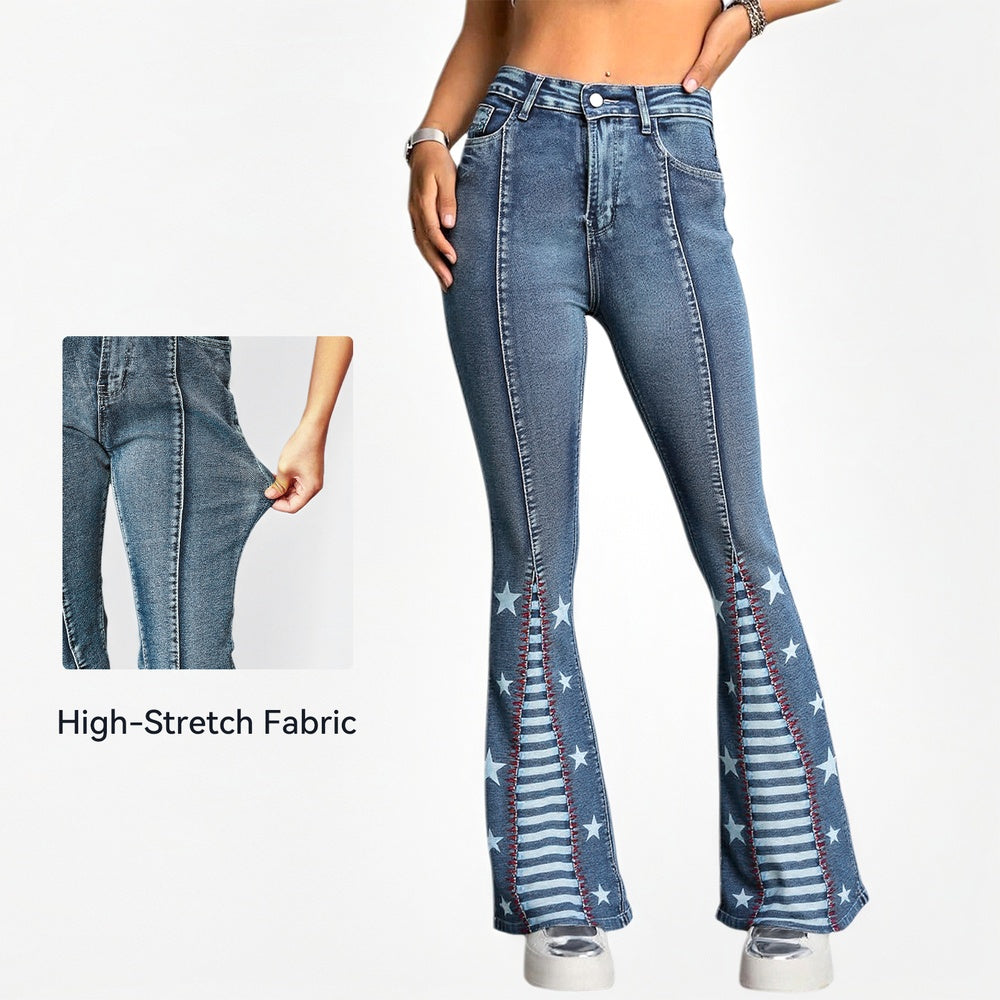 Vintage Star Pattern Jeans Forbidden Platform