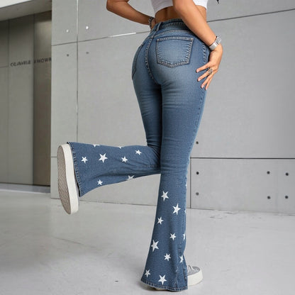 Vintage Star Pattern Jeans Forbidden Platform