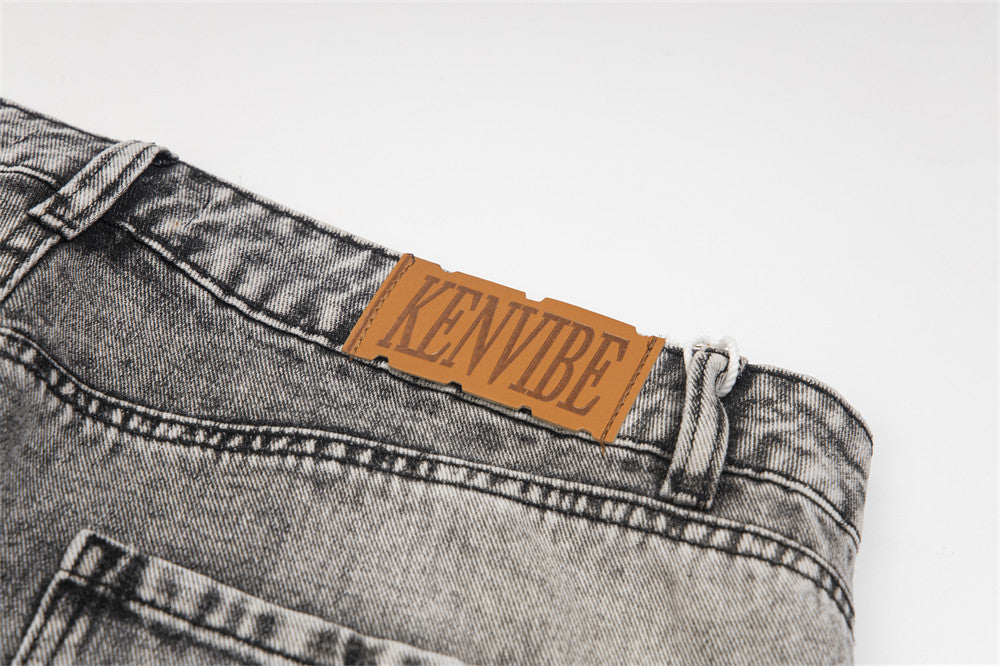 Heavy Industry Distressed Washed Jeans Male Irregular