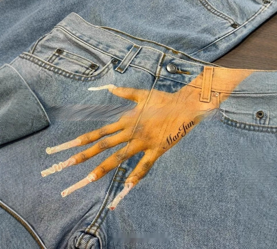 Printed Fashion Jeans Personalized Fingers